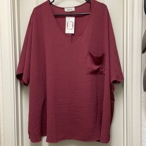 Zenana Boutique V Neck Shirt-Size Large